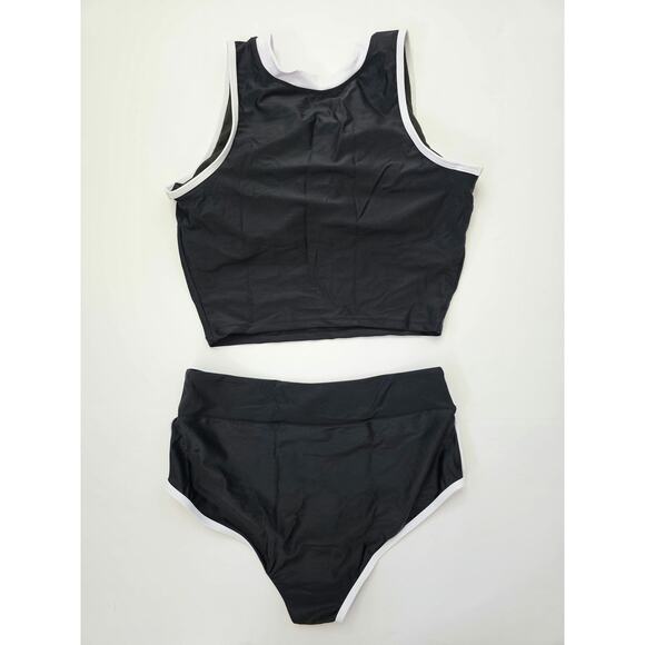 Amazon High Waisted Bikini Set Women Black white Size L - Picture 2 of 5